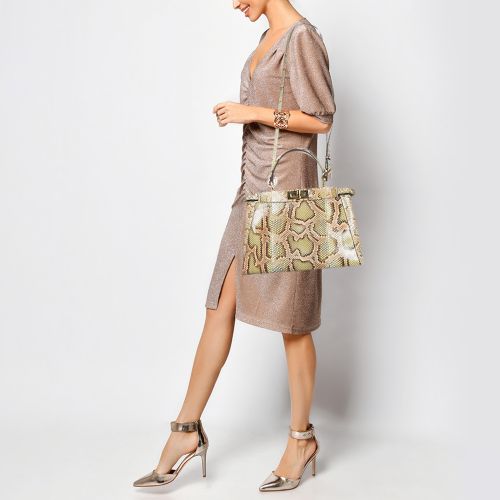 Beige Python Medium Peekaboo Top Handle Bag - Fendi - Modalova