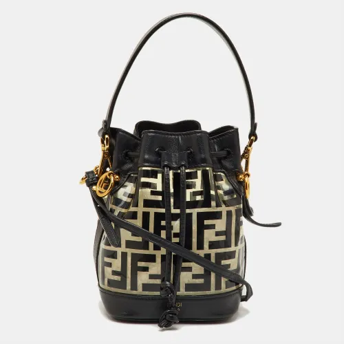 Fendi Black Zucca Print PVC and Leather Mini Mon Tresor Bucket Bag - Fendi - Modalova
