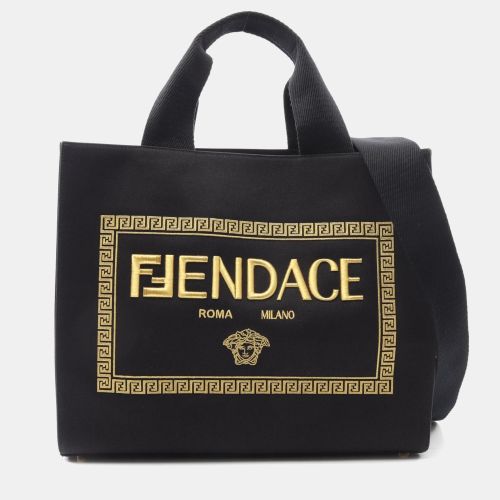 Fendi X Versace Fendace Tote Bag Canvas Black - Fendi - Modalova