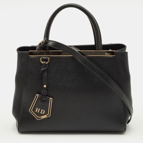 Fendi 2Jours Petite Black Leather Tote - Fendi - Modalova