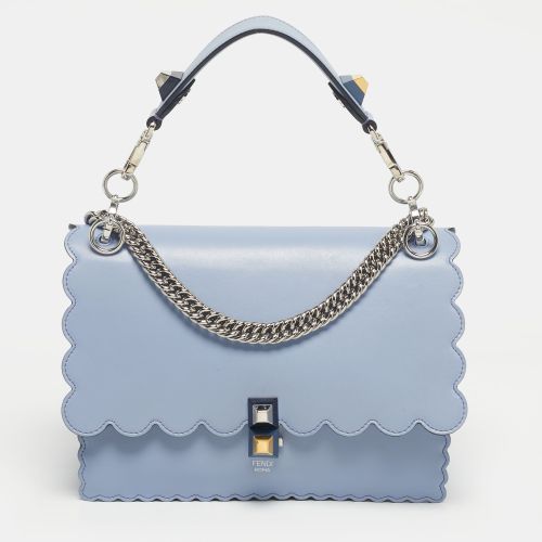Fendi Light Blue Leather Medium Scalloped Kan I Shoulder Bag - Fendi - Modalova