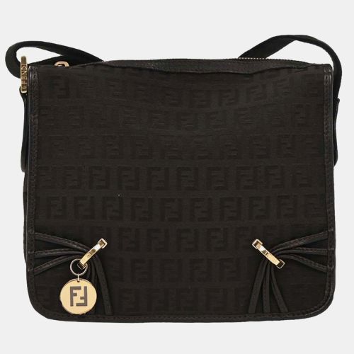 Fendi Black Zucchino Shoulder Bag - Fendi - Modalova