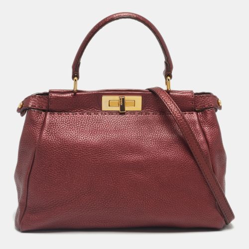 Fendi Metallic Pink Selleria Leather Regular Peekaboo Tote - Fendi - Modalova