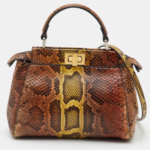Peekaboo Mini Python Top Handle Bag - Fendi - Modalova