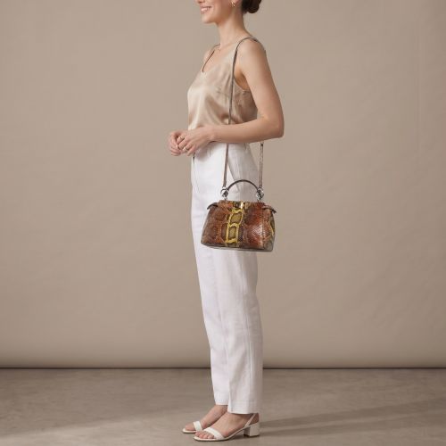 Peekaboo Mini Python Top Handle Bag - Fendi - Modalova