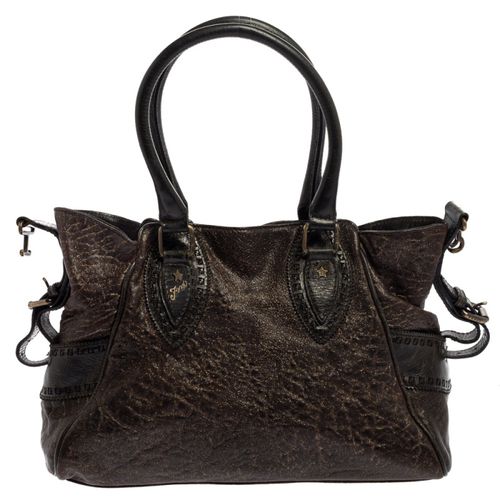 Fendi Dark Brown Shimmer Leather Small Studded Chef De Jour Bag - Fendi - Modalova