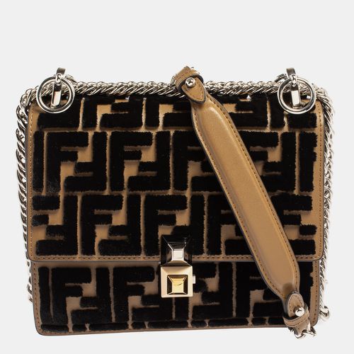 Fendi Black/Brown Leather and Velvet Small Kan I Chain Shoulder Bag - Fendi - Modalova