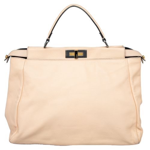 Fendi Beige/Black Leather Beads Lining Large Peekaboo Top Handle Bag - Fendi - Modalova