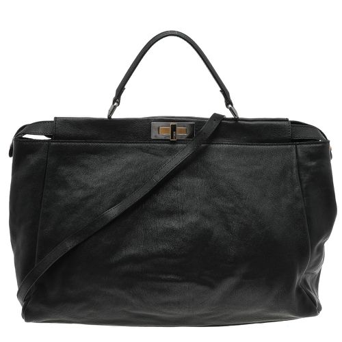 Fendi Black Leather Large Peekaboo Top Handle Bag - Fendi - Modalova