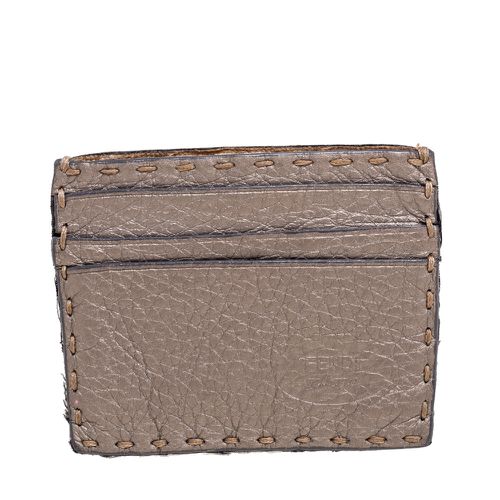 Fendi Grey Selleria Leather Card Holder - Fendi - Modalova