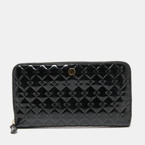 Fendi Black Patent Leather Zip Around Wallet - Fendi - Modalova