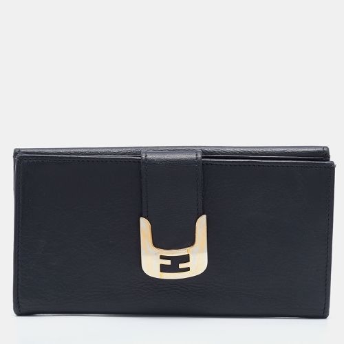 Fendi Black Leather Flap Continental Wallet - Fendi - Modalova