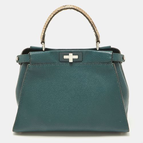 Fendi Green Selleria Leather and Python Medium Peekaboo Top Handle Bag - Fendi - Modalova