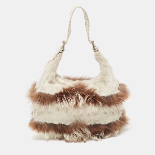 Brown Selleria Leather and Rabbit Fur Zip Hobo - Fendi - Modalova