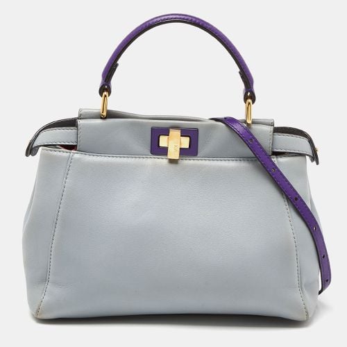 Fendi Blue/Purple Leather Mini Peekaboo Top Handle Bag - Fendi - Modalova