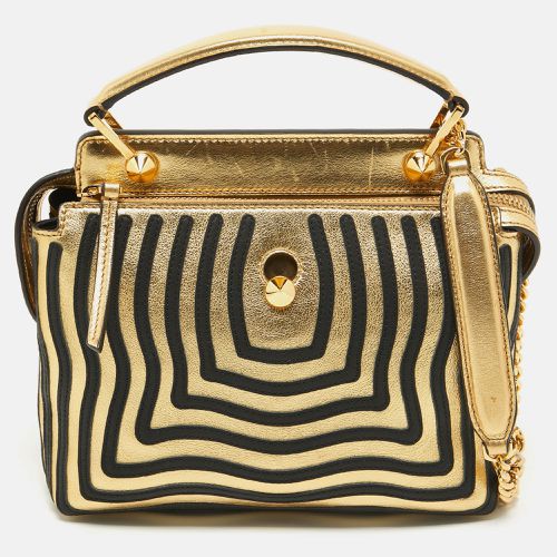 Fendi Gold/Black Leather Small Gold Edition Dotcom Click Top Handle Bag - Fendi - Modalova