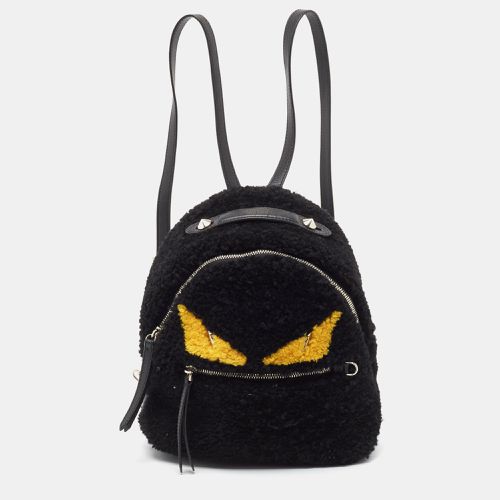 Fendi Black Shearling and Leather Monster Backpack - Fendi - Modalova