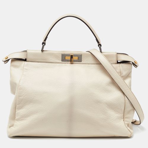 Fendi Beige Leather Large Peekaboo Top Handle Bag - Fendi - Modalova