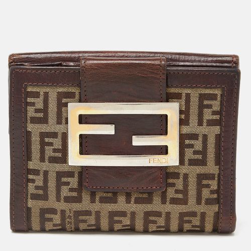 Fendi Beige/Brown Zuchino Canvas and Leather Forever Flap Wallet - Fendi - Modalova