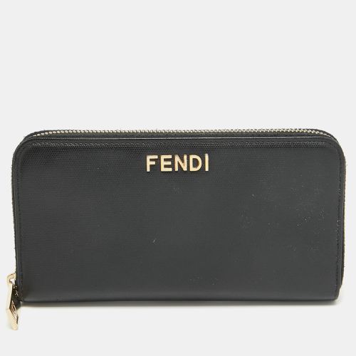 Fendi Black Leather Logo Zip Around Continental Wallet - Fendi - Modalova