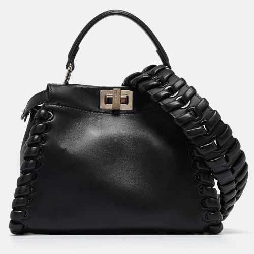 Fendi Black Leather Mini Whipstitched Peekaboo Top Handle Bag - Fendi - Modalova