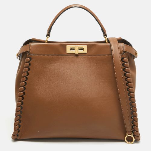 Fendi Brown Leather Large Whipstitch Peekaboo Top Handle Bag - Fendi - Modalova