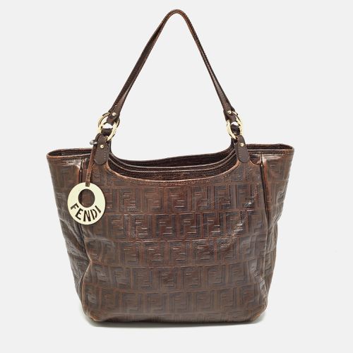 Fendi Dark Brown Zucca Tortoise Effect Leather Tote - Fendi - Modalova