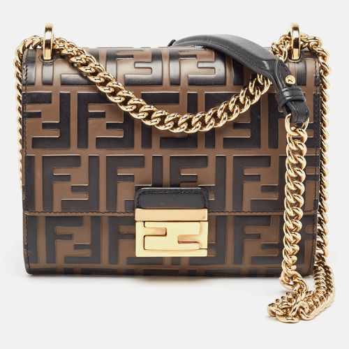 Brown Zucca Embossed Leather Small Kan U Shoulder Bag - Fendi - Modalova