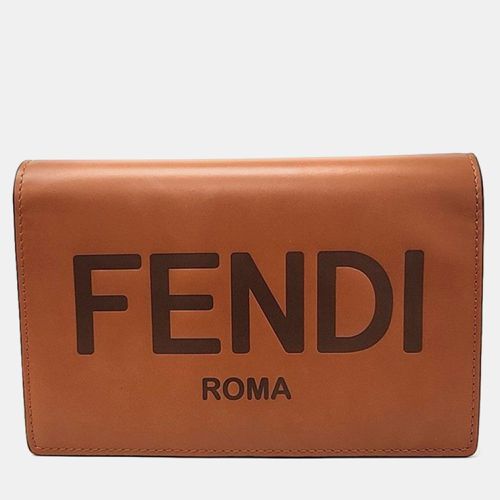 Fendi Brown Leather Logo Chain Wallet - Fendi - Modalova