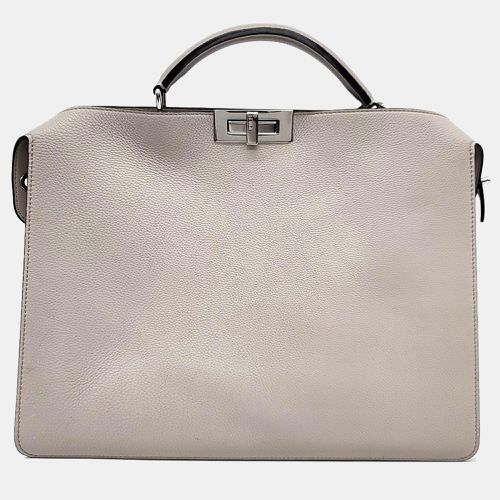 Fendi Light Gray Leather Medium Peekaboo ISeeU Top Handle Bag - Fendi - Modalova