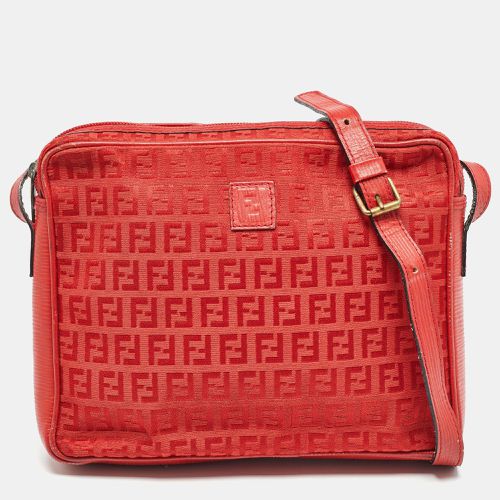 Fendi Red Zucchino Canvas and Leather Crossbody Bag - Fendi - Modalova