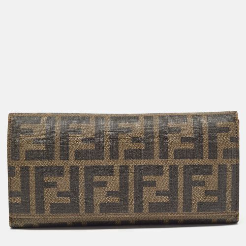 Fendi Tobacco Zucca Coated Canvas Trifold Flap Continental Wallet - Fendi - Modalova