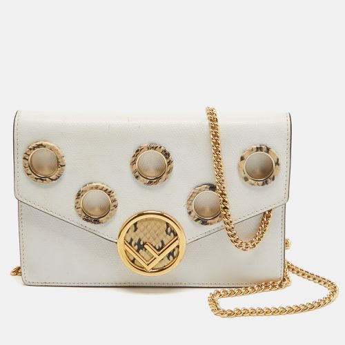 Fendi White Leather and Python Trim F is Fendi Wallet on Chain - Fendi - Modalova