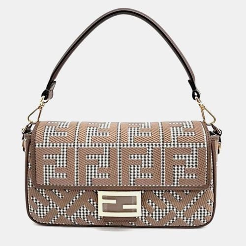 Fendi Brown Jacquard Baguette Shoulder Bag - Fendi - Modalova