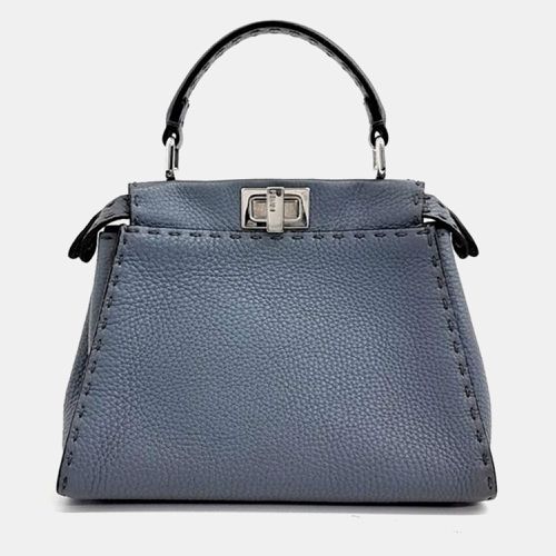 Fendi Blue Leather Mini Peekaboo Top Handle Bag - Fendi - Modalova