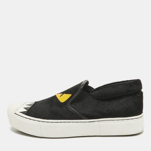 Fendi Black Calf Hair Monster Eyes Slip On Sneakers 37 - Fendi - Modalova