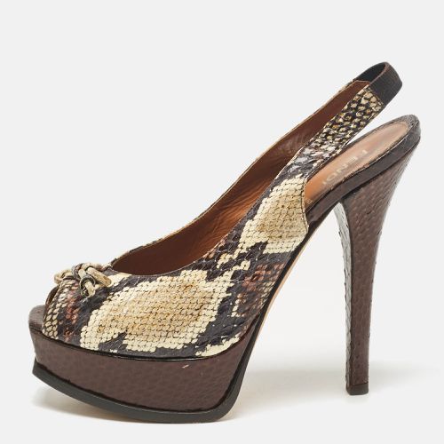 Python Leather sta Platform Pumps Size 39.5 - Fendi - Modalova