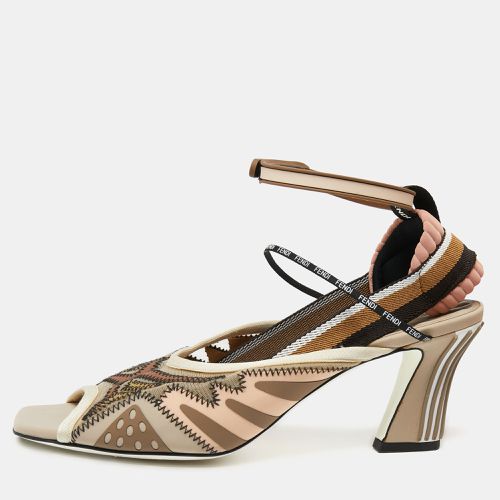 Fendi Multicolor Canvas and Mesh Slingback Ankle Strap Sandals Size 36 - Fendi - Modalova