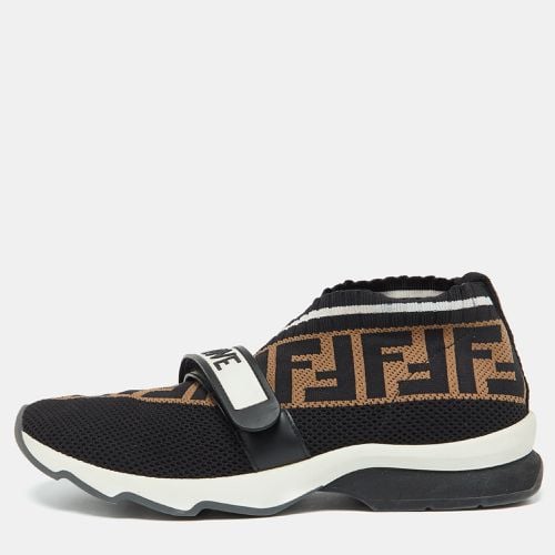 Fendi Black/Brown Zucca Knit Fabric Rockoko Slip On Sneakers Size 38 - Fendi - Modalova