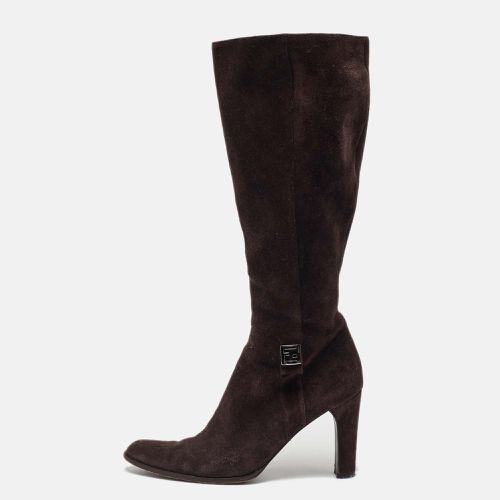 Fendi Dark Brown Suede Knee Length Boots Size 38 - Fendi - Modalova