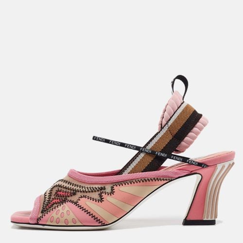 Fendi Pink Mesh and Canvas Evie Slingback Sandals Size 37.5 - Fendi - Modalova