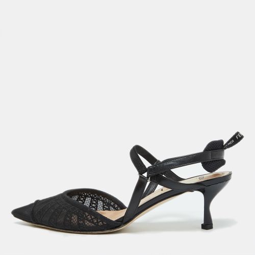 Fendi Black Leather and Mesh Colibri Lite Slingback Pumps Size 39 - Fendi - Modalova