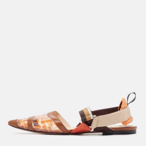 Fendi Brown/Orange Zucca PVC and Leather Colibri Slingback Flats Size 40 - Fendi - Modalova