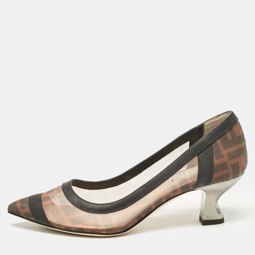 Fendi Brown/Black Leather and Mesh Colibri Pumps Size 35 - Fendi - Modalova