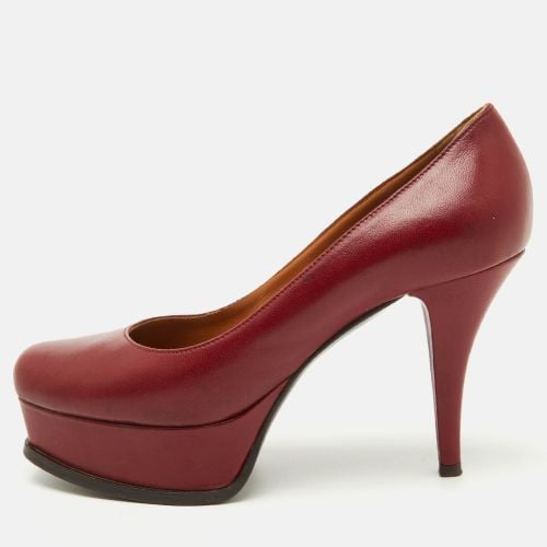 Fendi Dark Red Leather Fendista Platform Pumps Size 37 - Fendi - Modalova