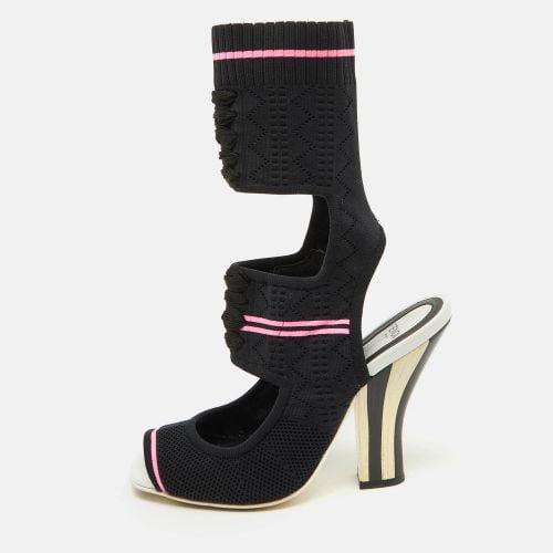 Fendi Black Knit Fabric Peep Toe Cut Out Sandals Size 37 - Fendi - Modalova