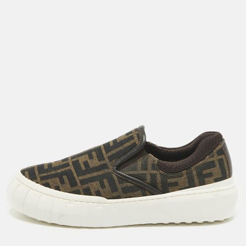 Fendi Brown Canvas and Fabric FF Slip On Sneakers Size 36 - Fendi - Modalova