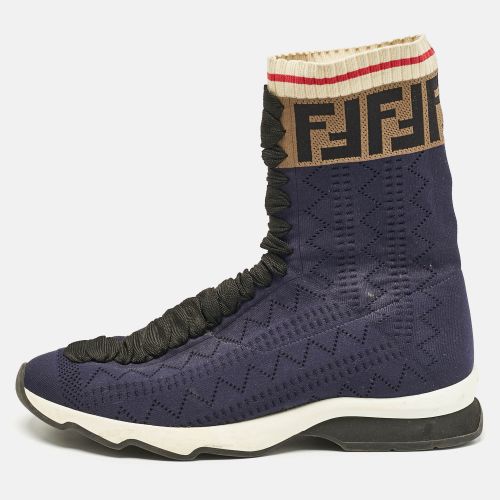 Fendi Black Knit Fabric Rockoko High Top Sneakers Size 40 - Fendi - Modalova