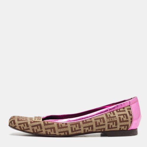 Pink Zucca Canvas and Leather Logo Ballet Flats Size 36 - Fendi - Modalova