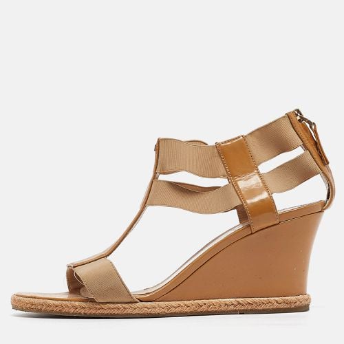 Fendi Brown Patent and Elastic Wedge Sandals Size 39.5 - Fendi - Modalova